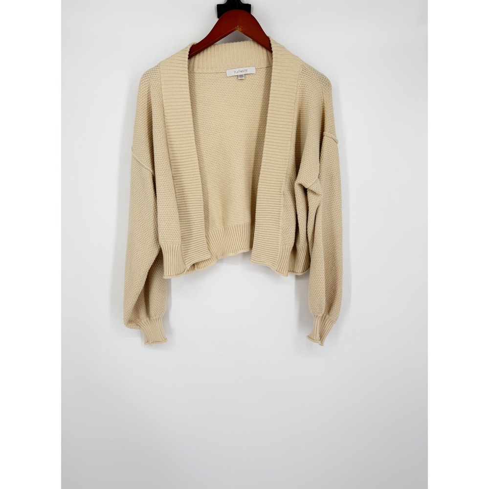 Flat White Womens Open Front Cropped Cardigan One Size Boho Cottagecore Coquette